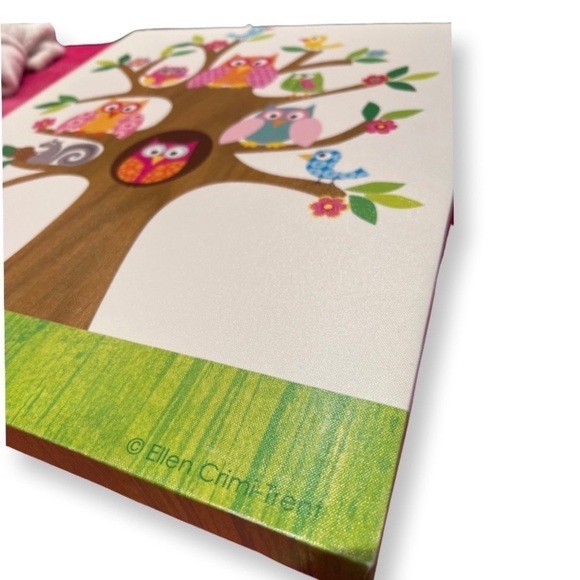 OWL picture kids baby bedroom decorations pink and blue owls and squirrel tree - Picture 5 of 10